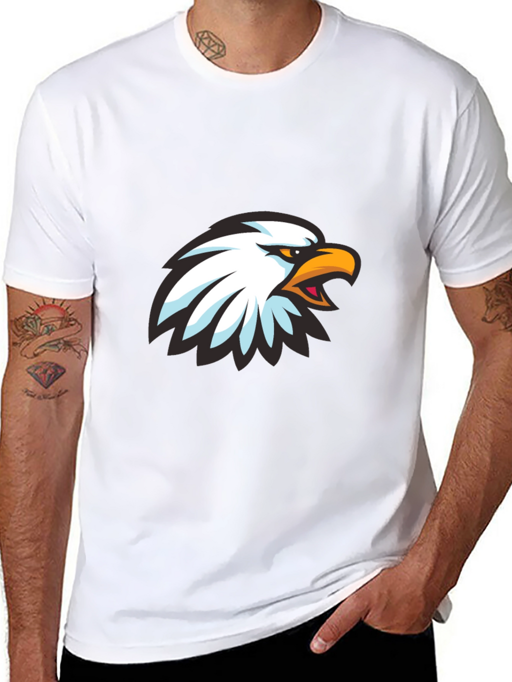 Cool Eagle Graphic Print Black T-Shirt
