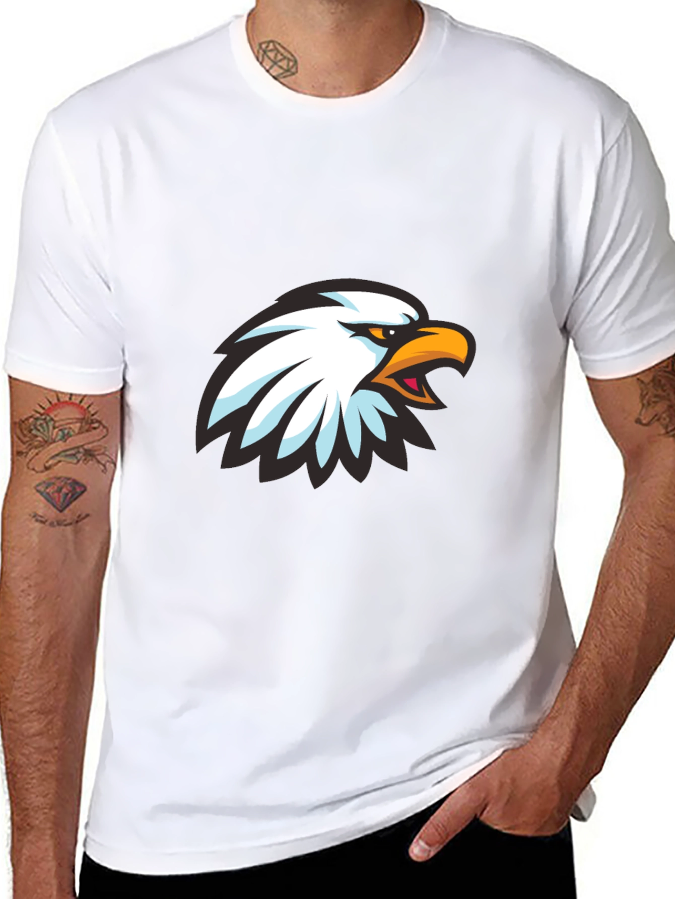 Cool Eagle Graphic Print Black T-Shirt