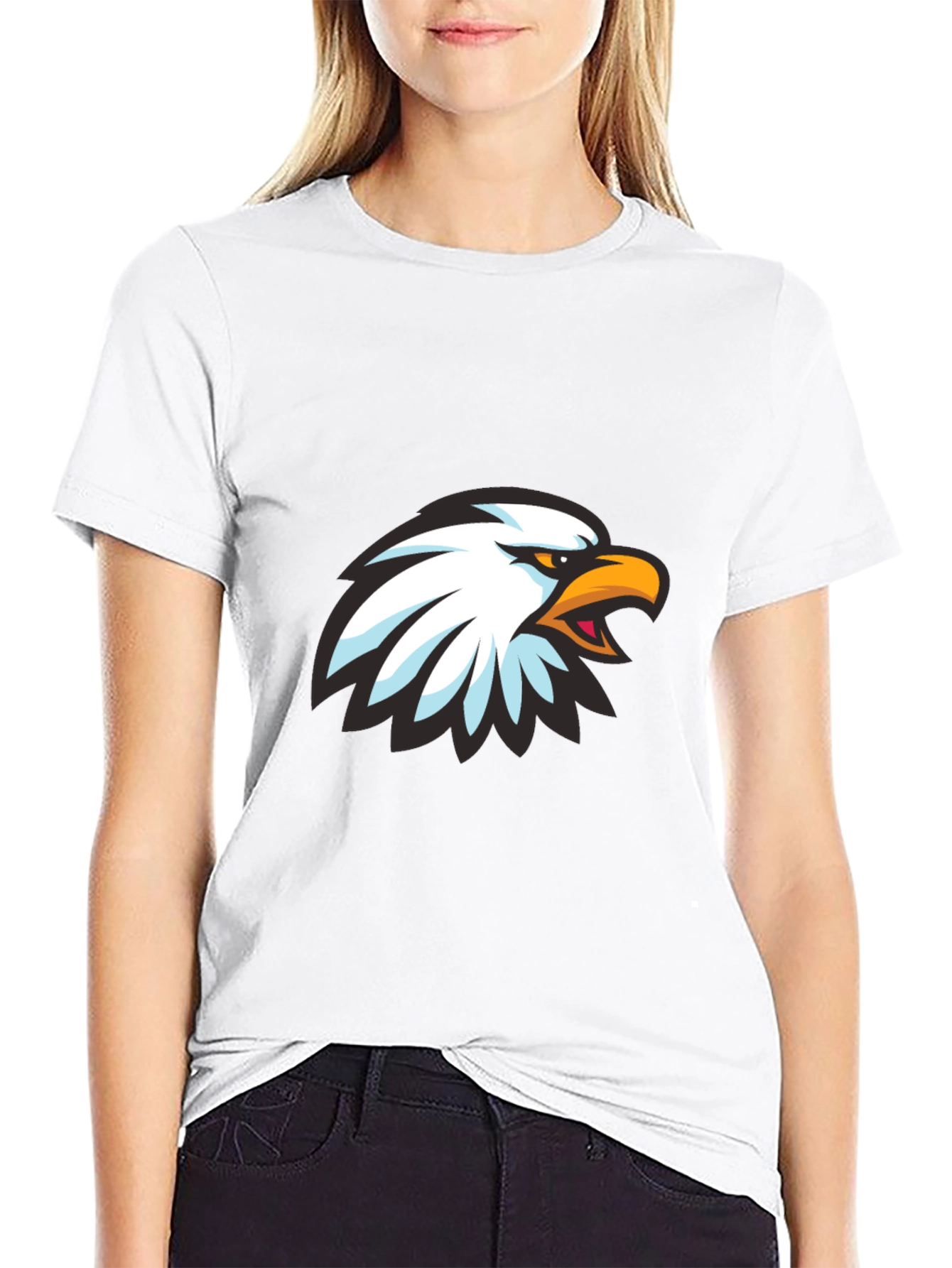 Cool Eagle Graphic Print Black T-Shirt