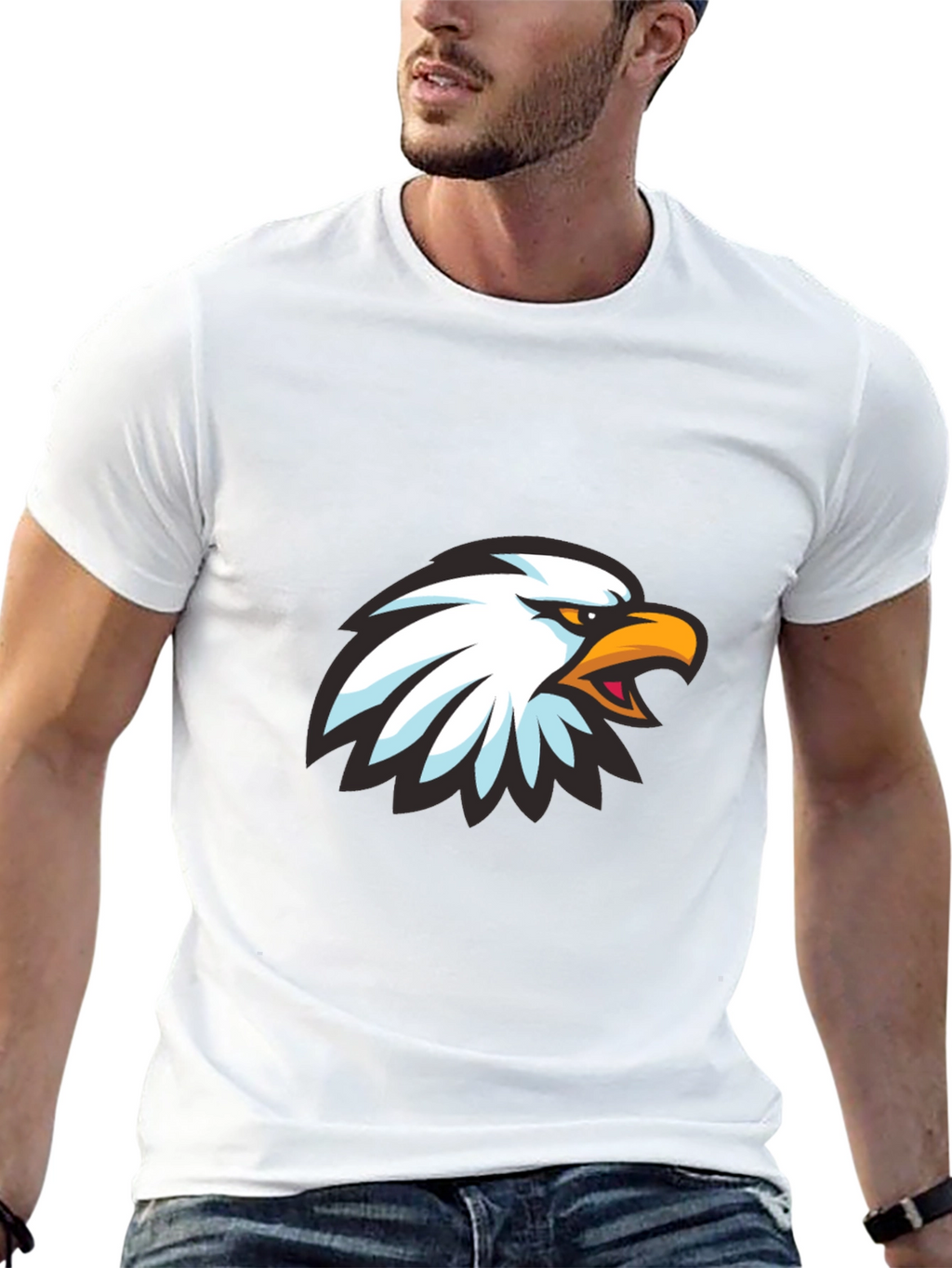 Cool Eagle Graphic Print Black T-Shirt