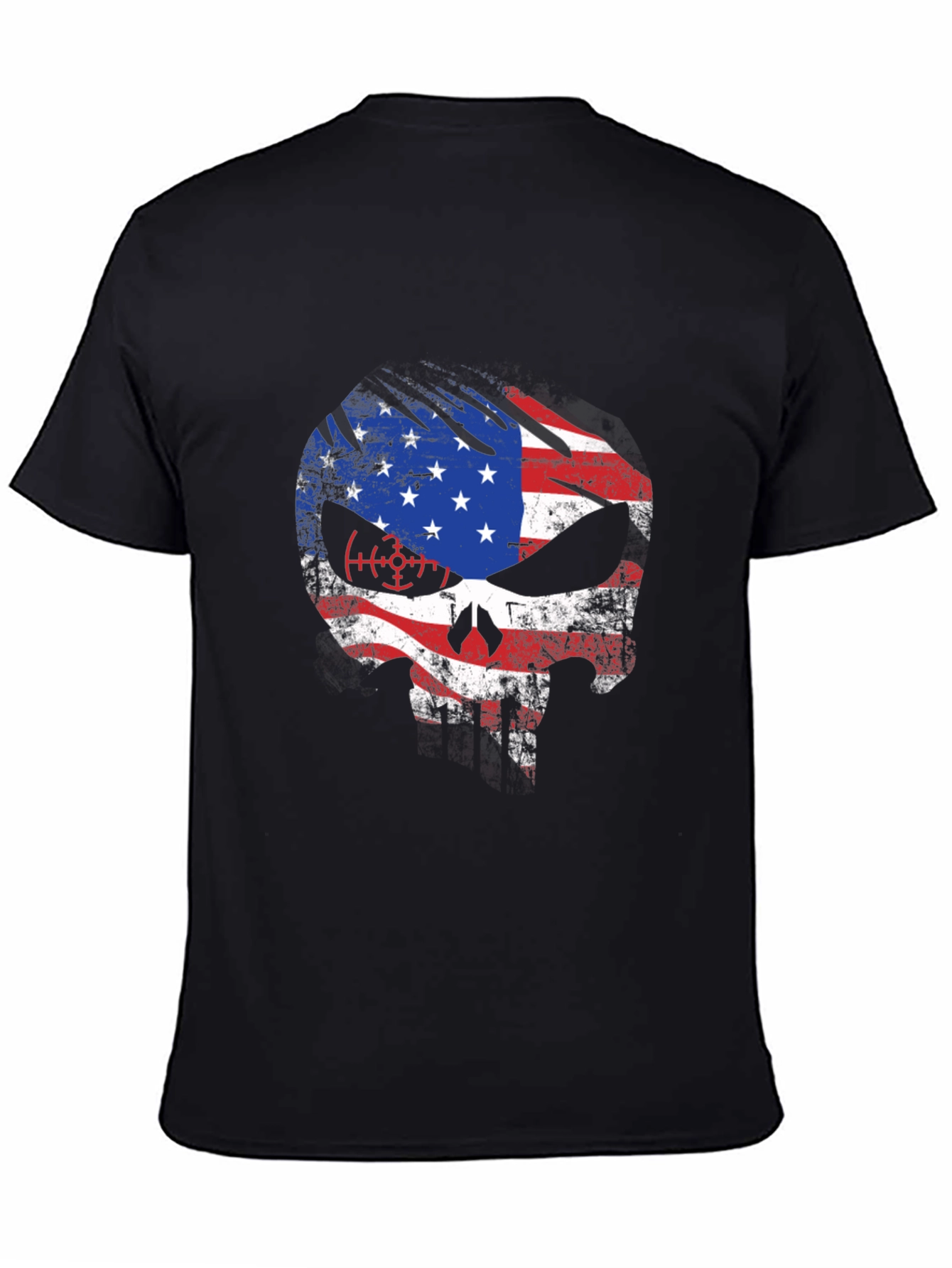 American Flag Skull Graphic T-Shirt