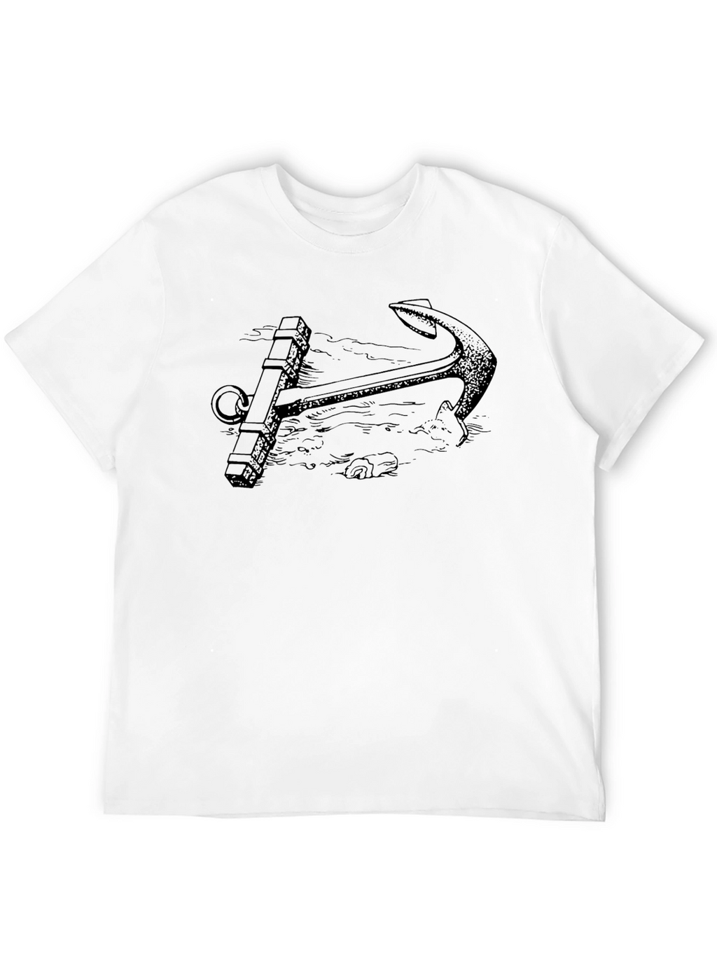 Nautical Anchor Graphic Tee - Black Cotton T-Shirt