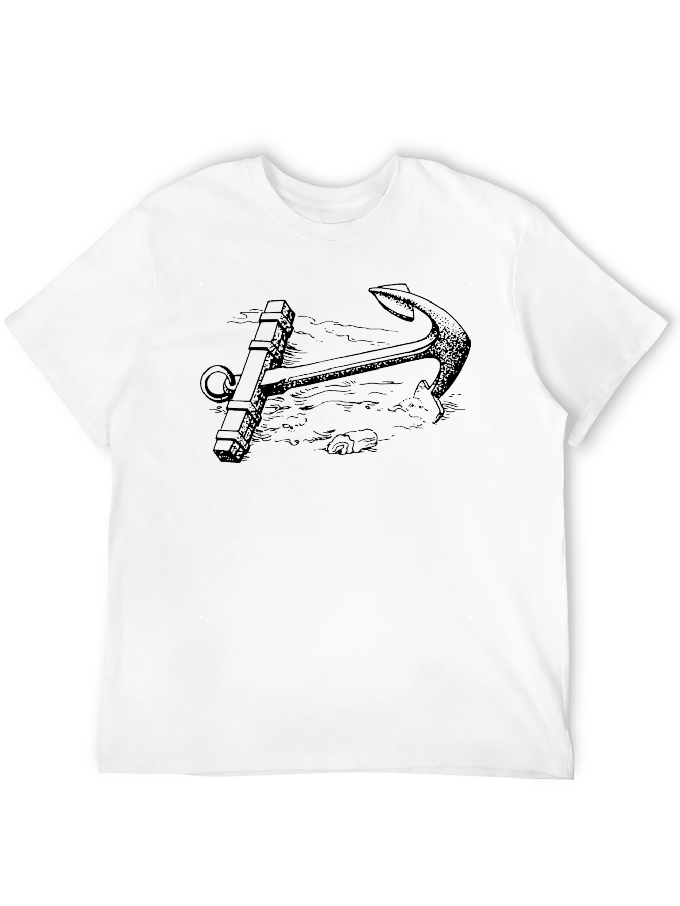 Nautical Anchor Graphic Tee - Black Cotton T-Shirt