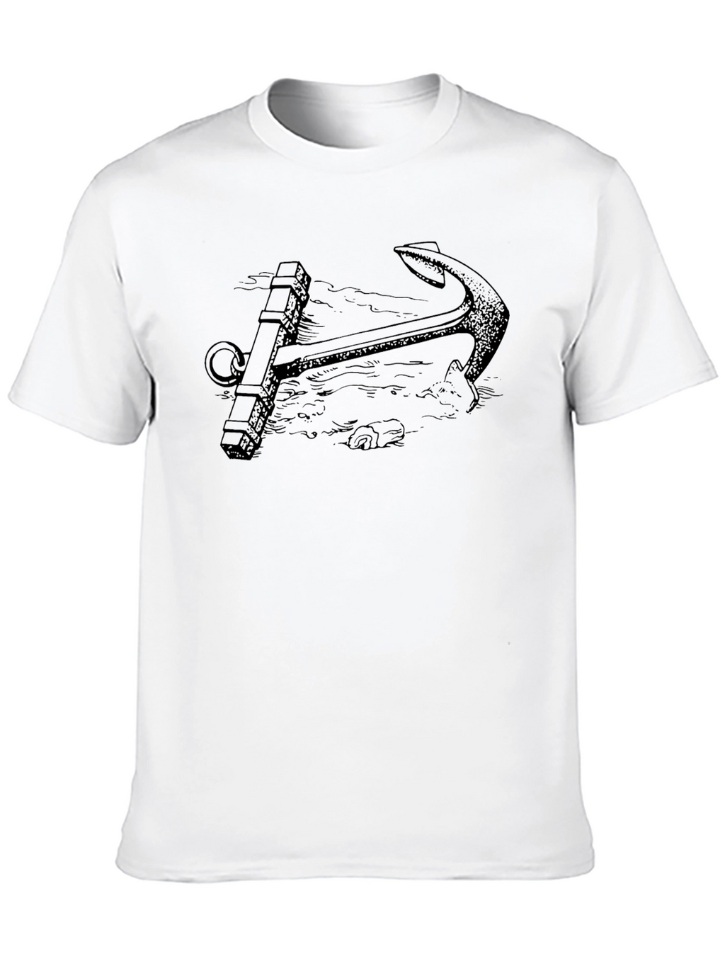 Nautical Anchor Graphic Tee - Black Cotton T-Shirt