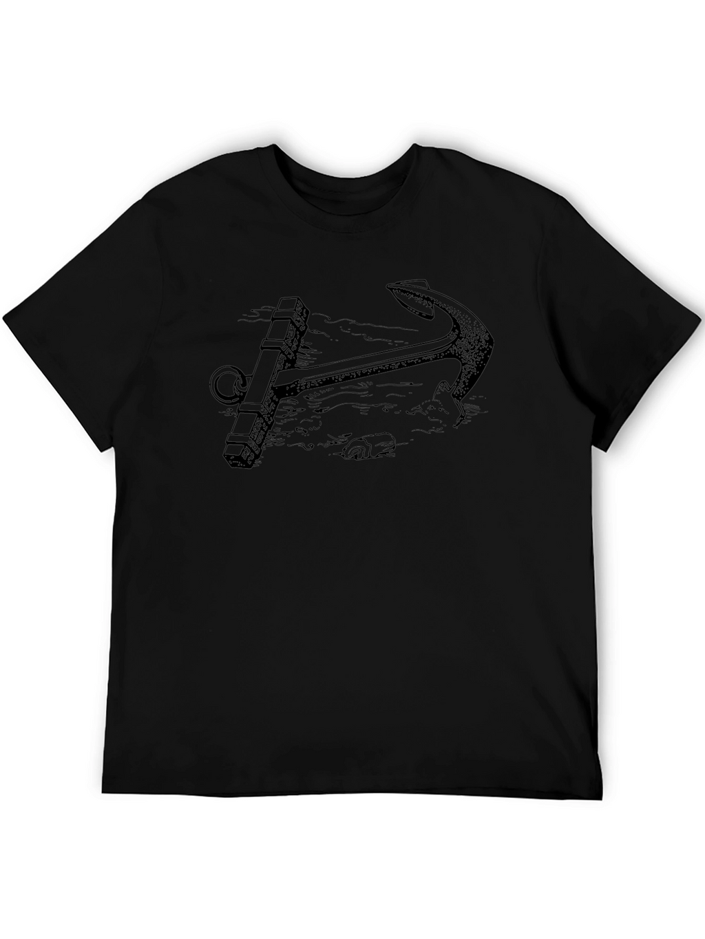 Nautical Anchor Graphic Tee - Black Cotton T-Shirt