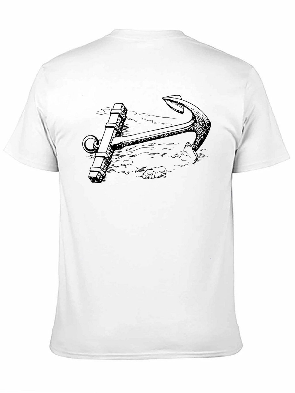Nautical Anchor Graphic Tee - Black Cotton T-Shirt