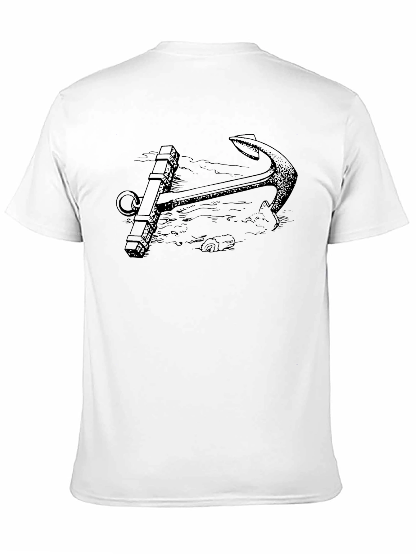 Nautical Anchor Graphic Tee - Black Cotton T-Shirt