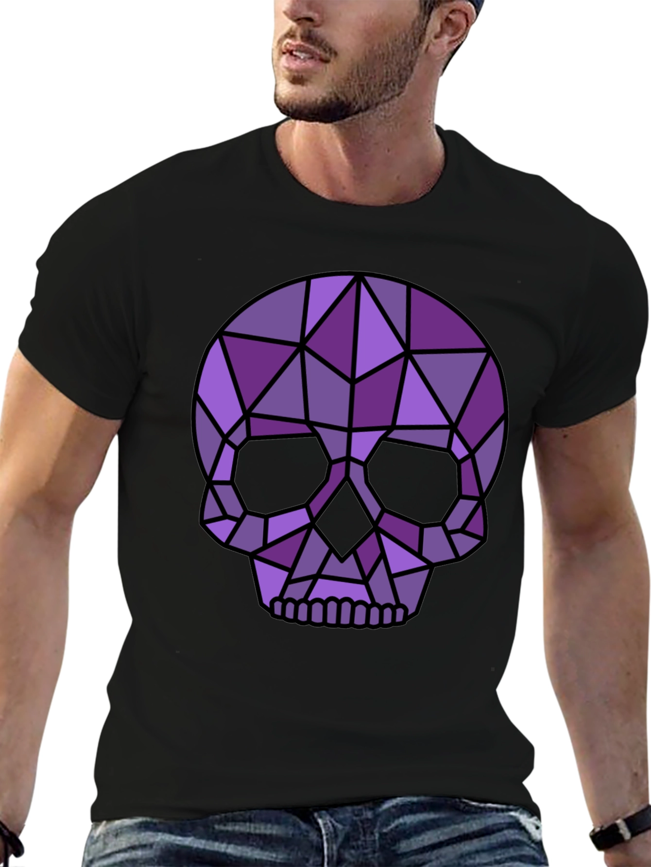 Geometric Skull Graphic Tee - Modern Edgy Style