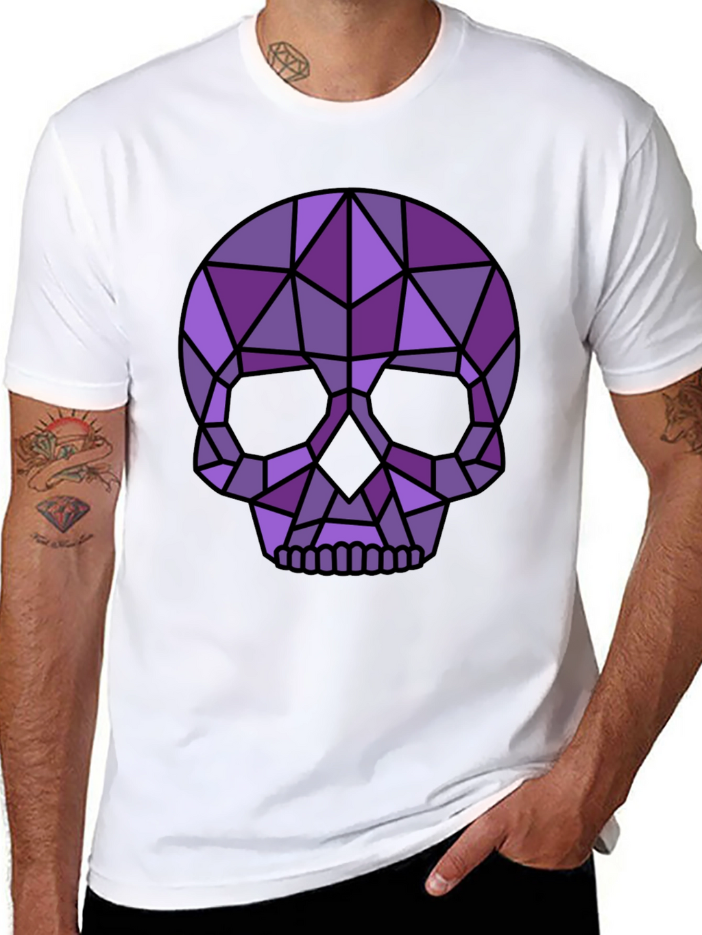 Geometric Skull Graphic Tee - Modern Edgy Style