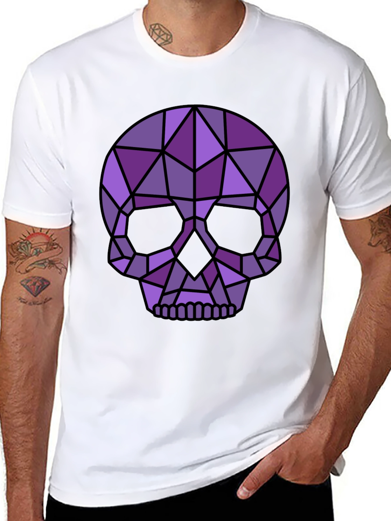 Geometric Skull Graphic Tee - Modern Edgy Style