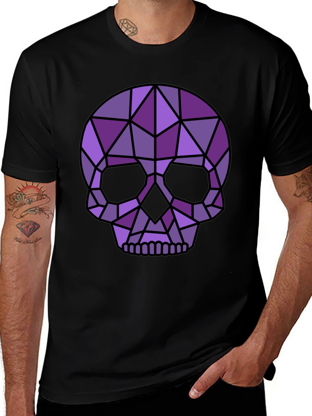 Geometric Skull Graphic Tee - Modern Edgy Style