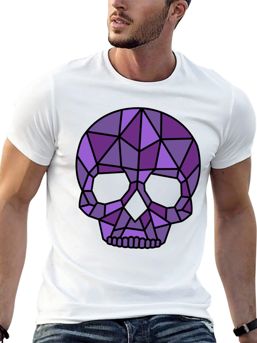 Geometric Skull Graphic Tee - Modern Edgy Style