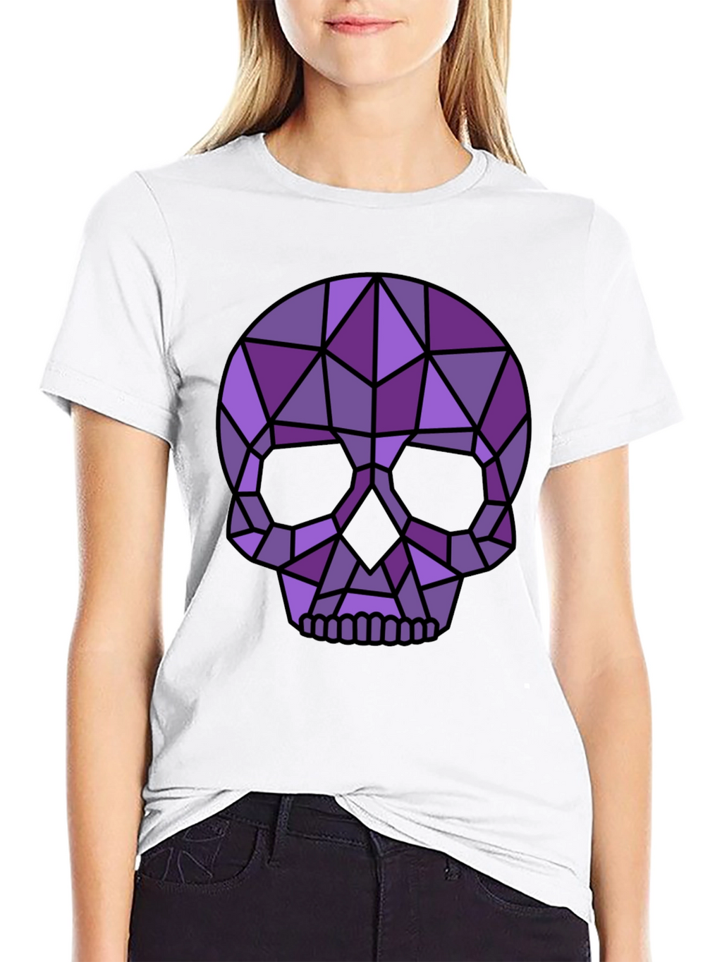 Geometric Skull Graphic Tee - Modern Edgy Style