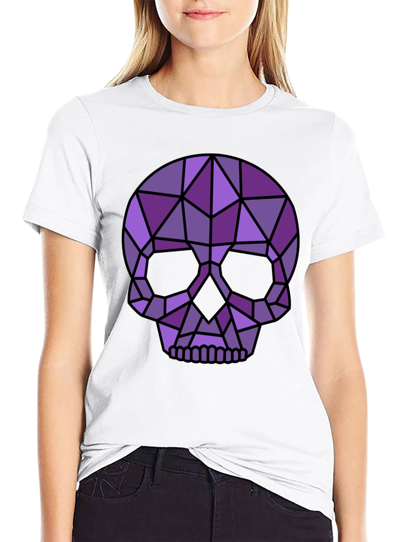 Geometric Skull Graphic Tee - Modern Edgy Style