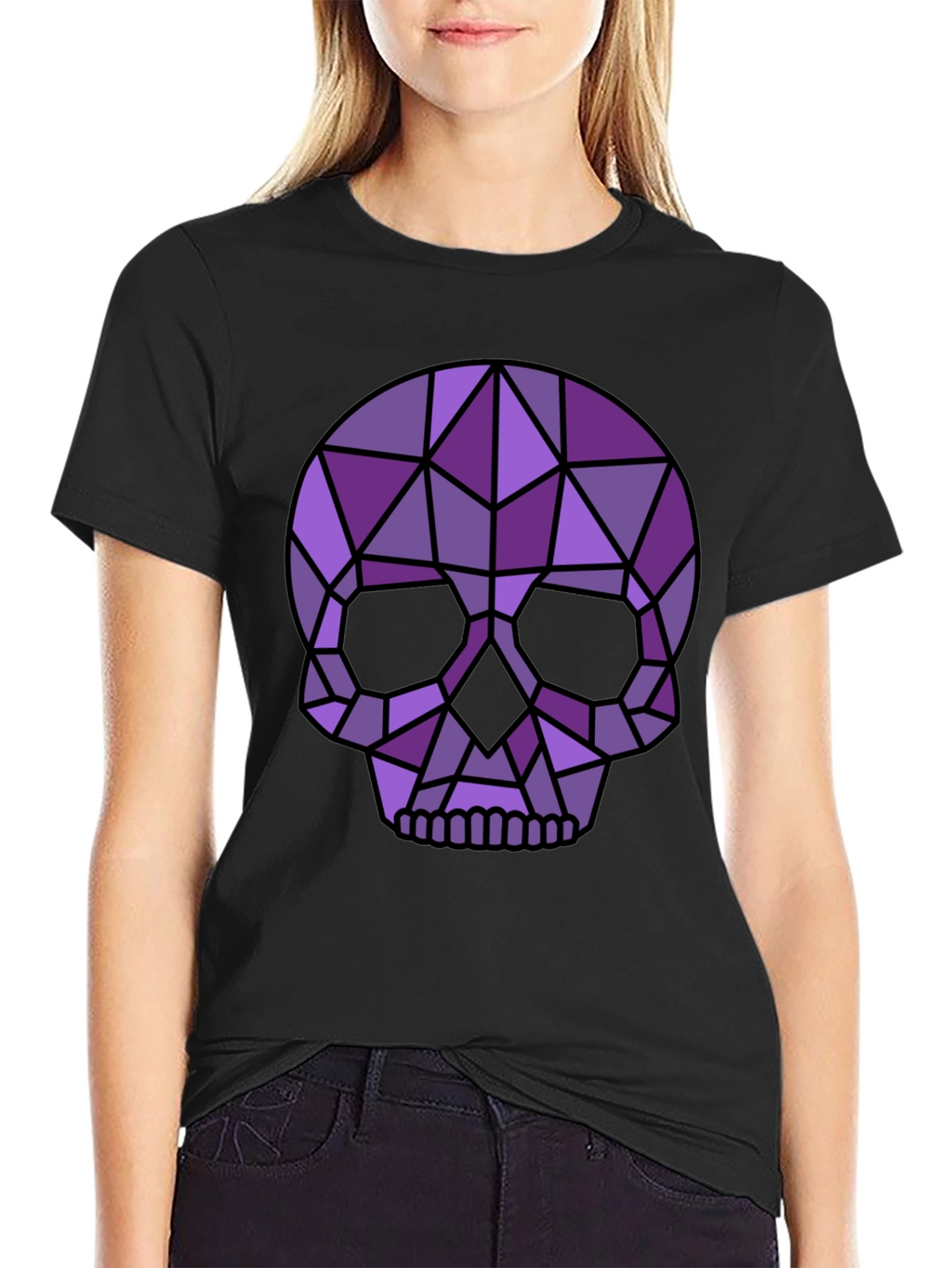 Geometric Skull Graphic Tee - Modern Edgy Style