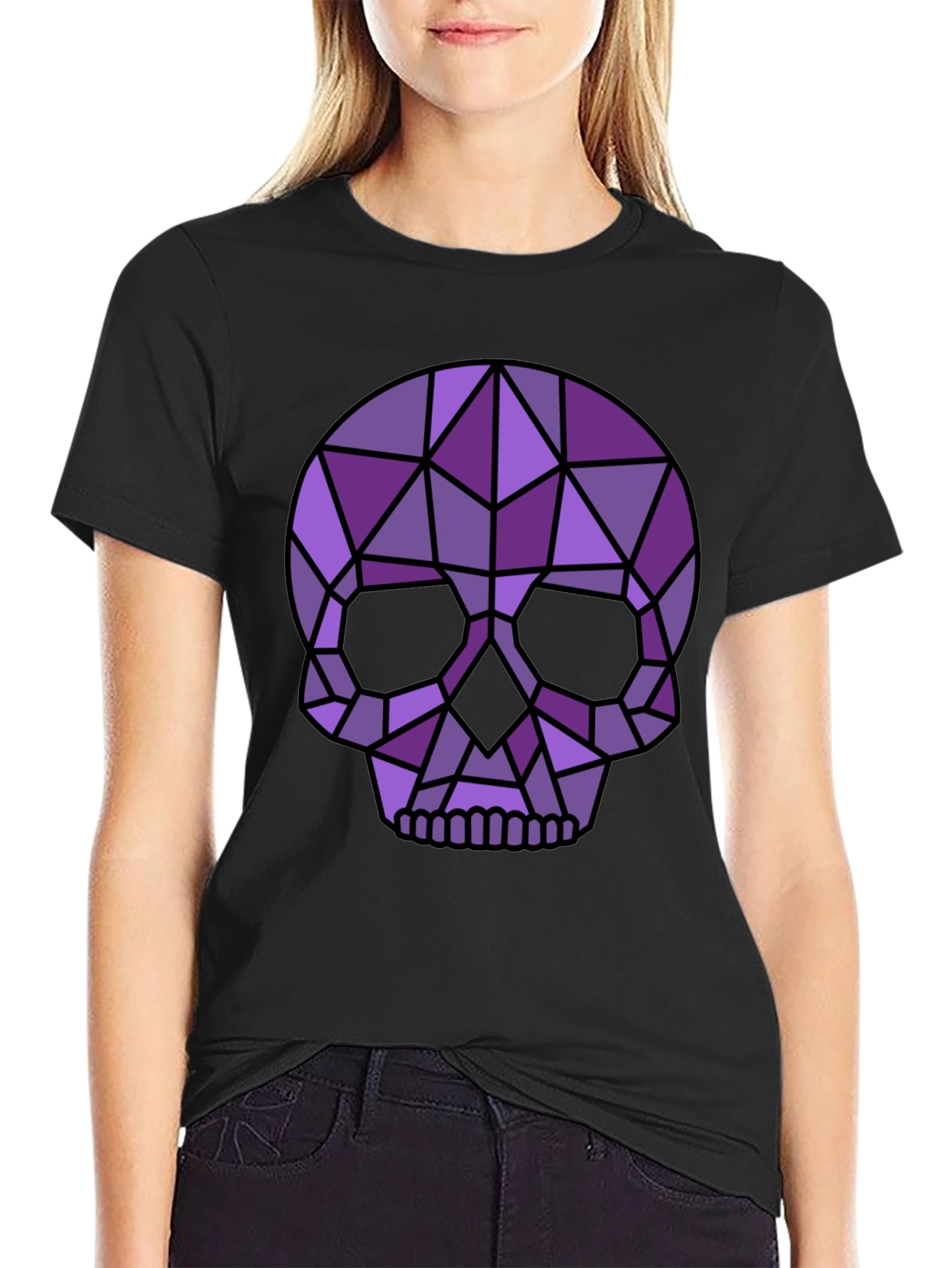 Geometric Skull Graphic Tee - Modern Edgy Style
