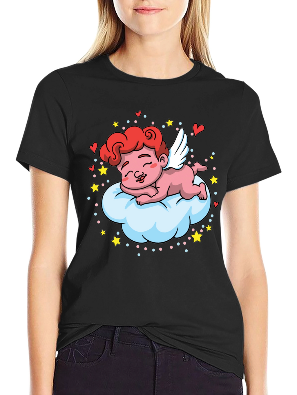 Cute Cupid on Cloud T-Shirt - Valentines Day