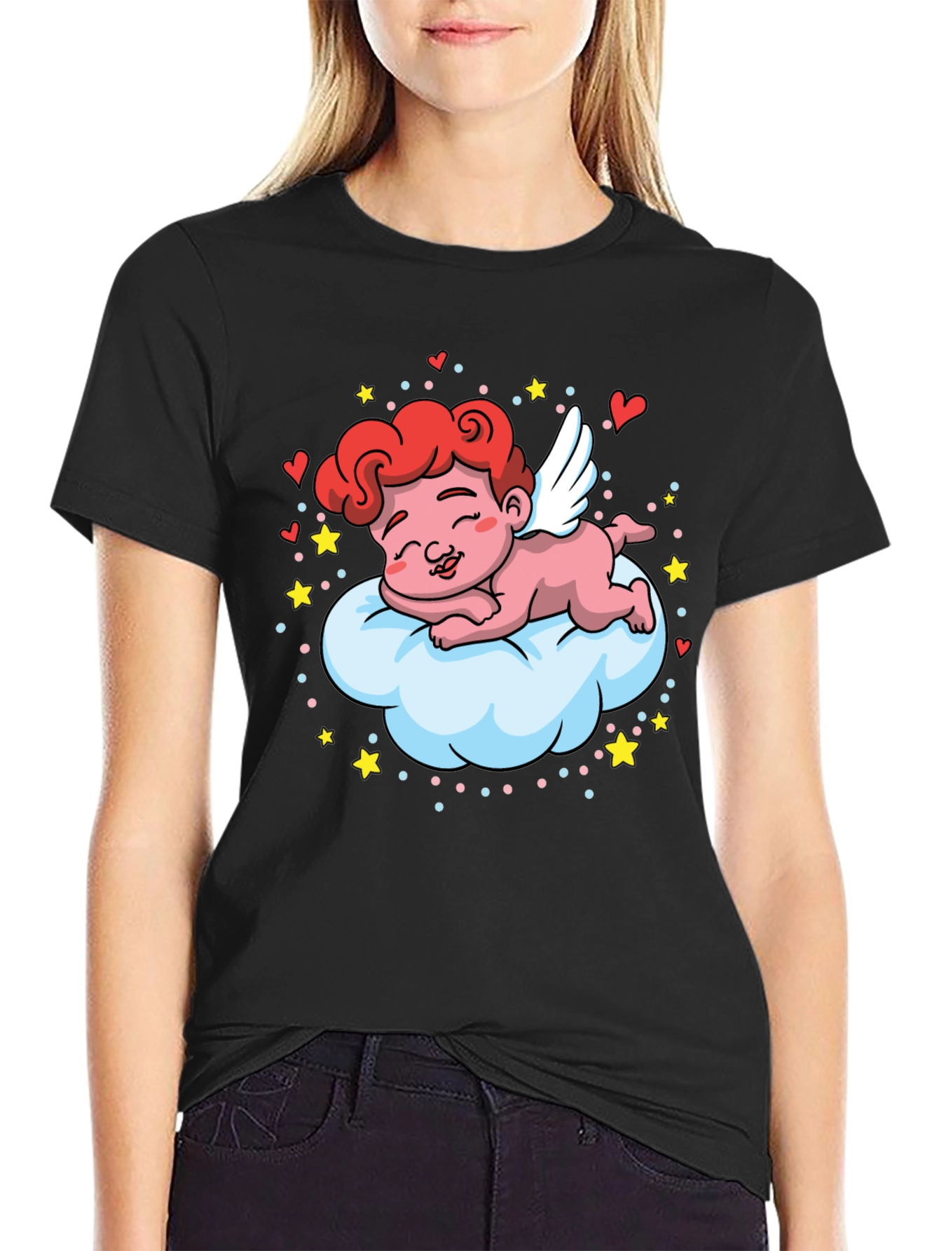 Cute Cupid on Cloud T-Shirt - Valentines Day