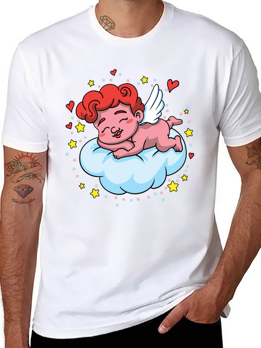 Cute Cupid on Cloud T-Shirt - Valentines Day