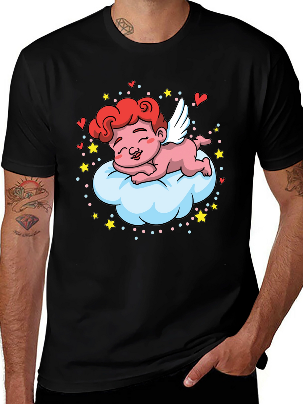 Cute Cupid on Cloud T-Shirt - Valentines Day