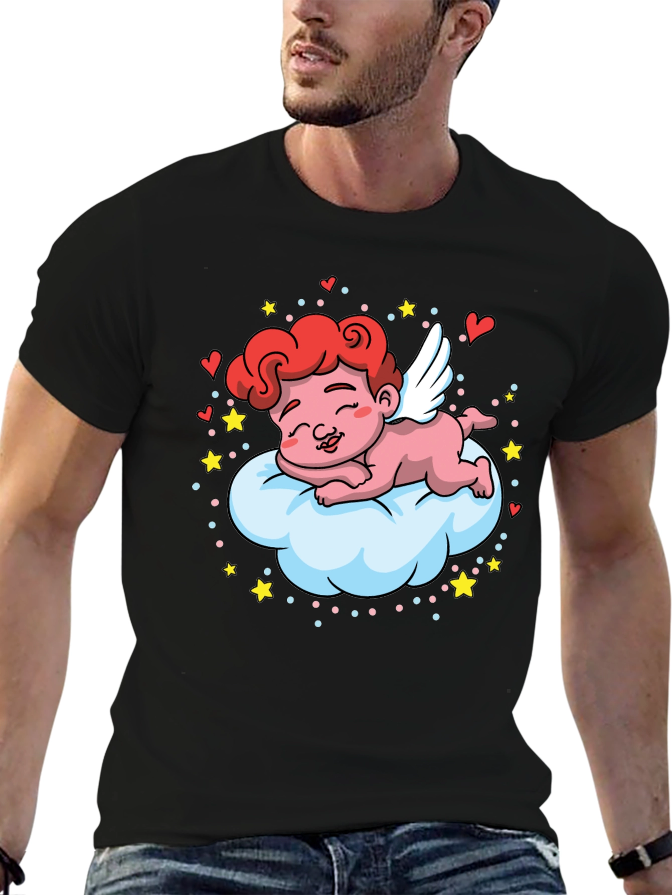 Cute Cupid on Cloud T-Shirt - Valentines Day