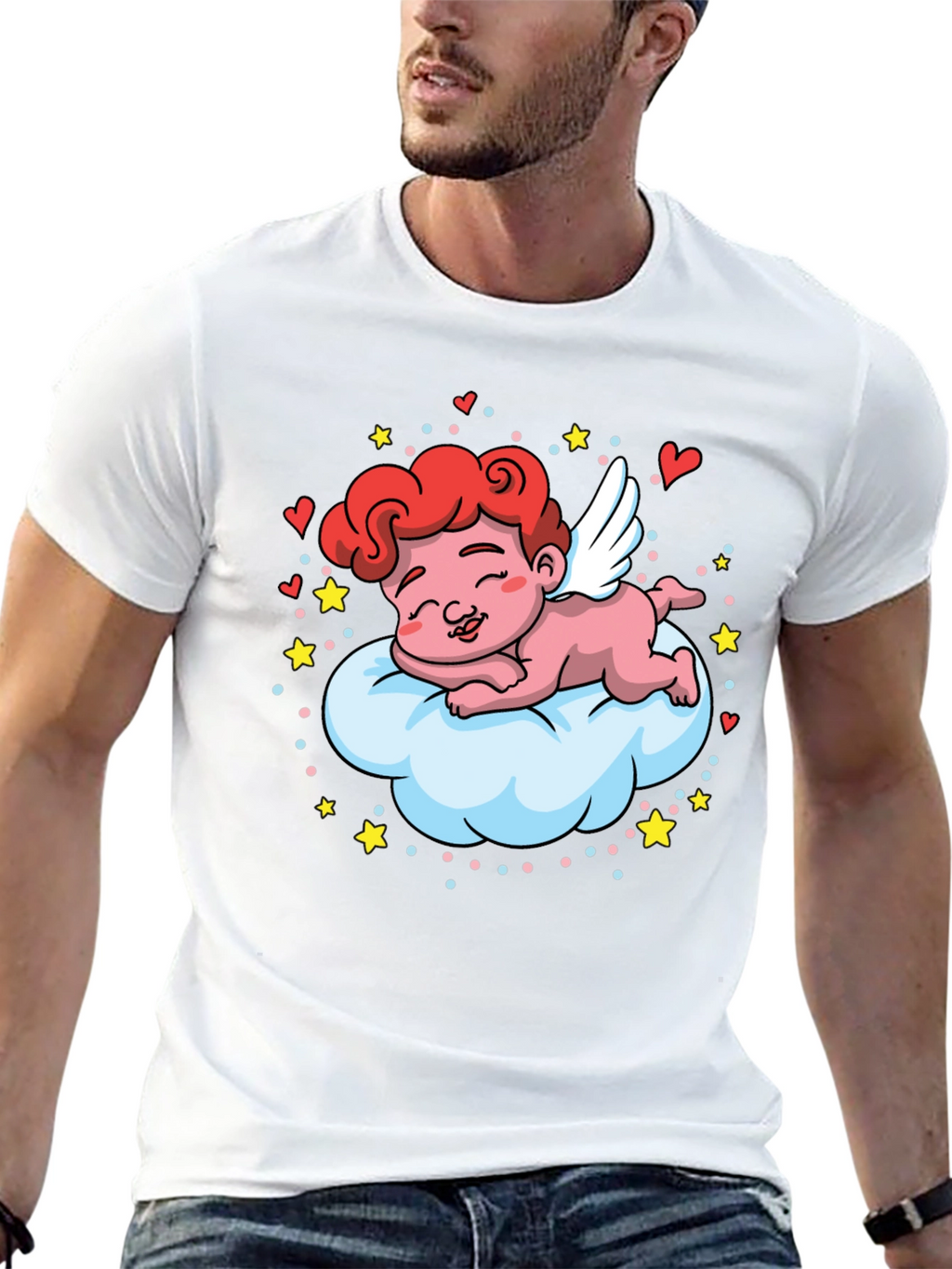 Cute Cupid on Cloud T-Shirt - Valentines Day
