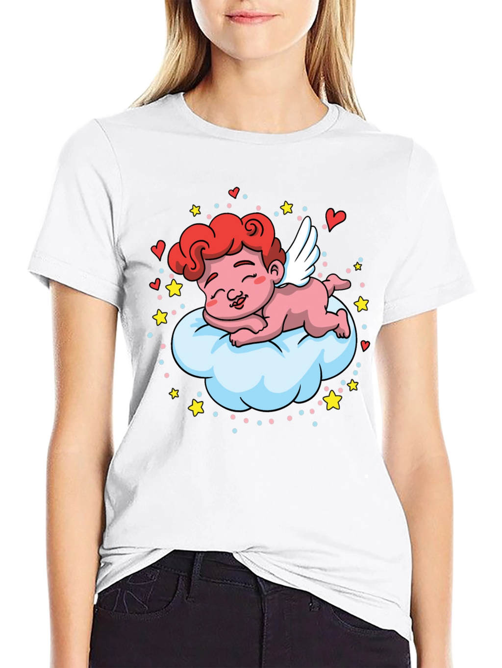 Cute Cupid on Cloud T-Shirt - Valentines Day