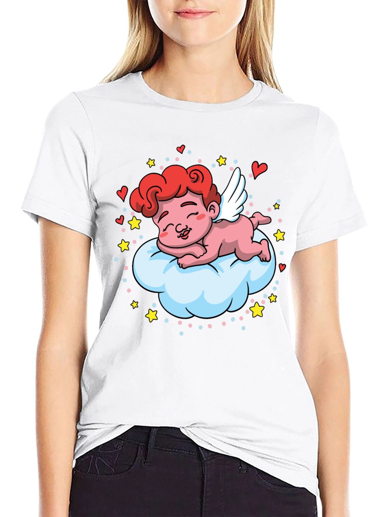 Cute Cupid on Cloud T-Shirt - Valentines Day