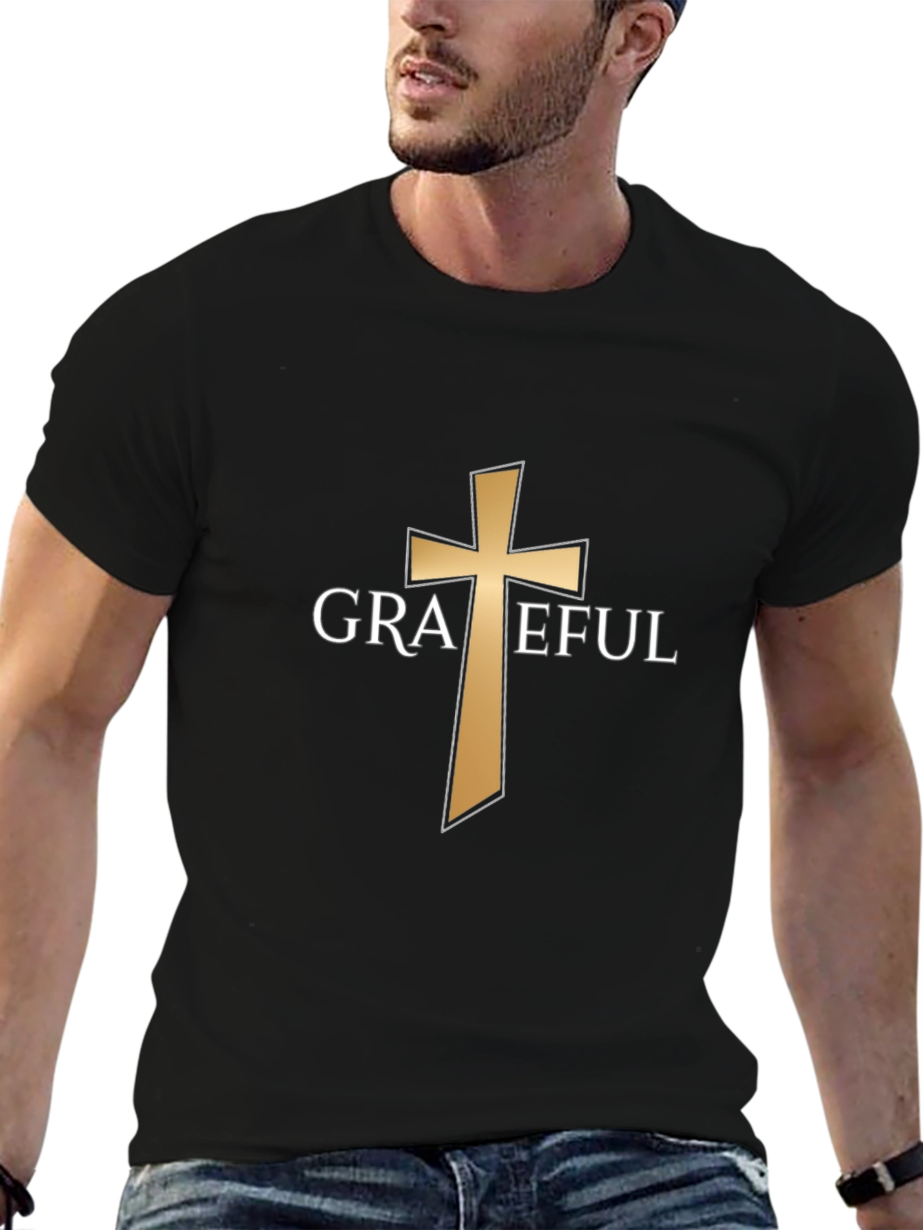 Grateful Cross Graphic T-Shirt - Black