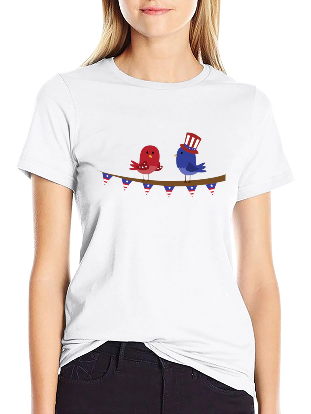 Patriotic Birds on a Wire Graphic Tee