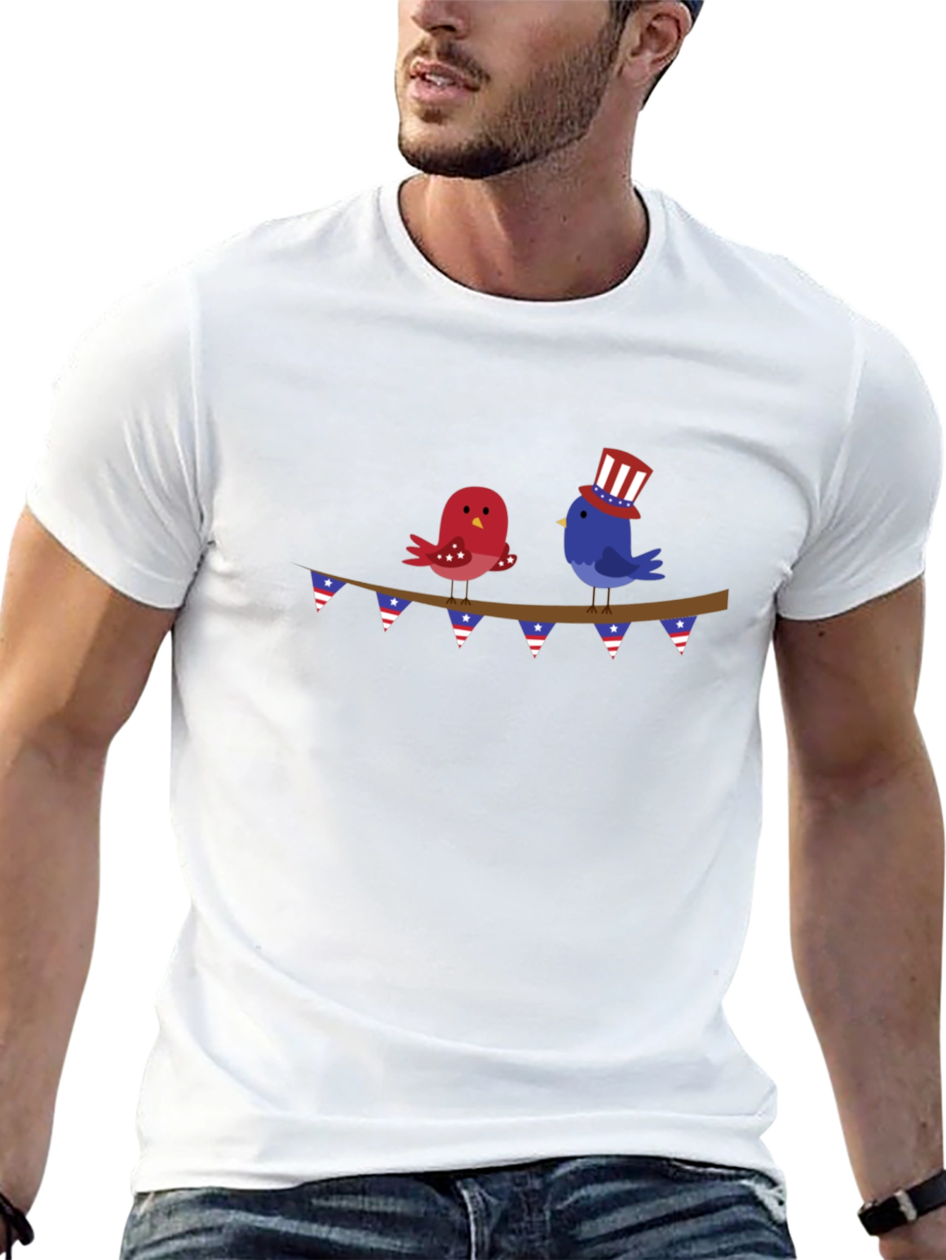 Patriotic Birds on a Wire Graphic Tee