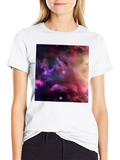 Cosmic Nebula Graphic Print Black T-Shirt