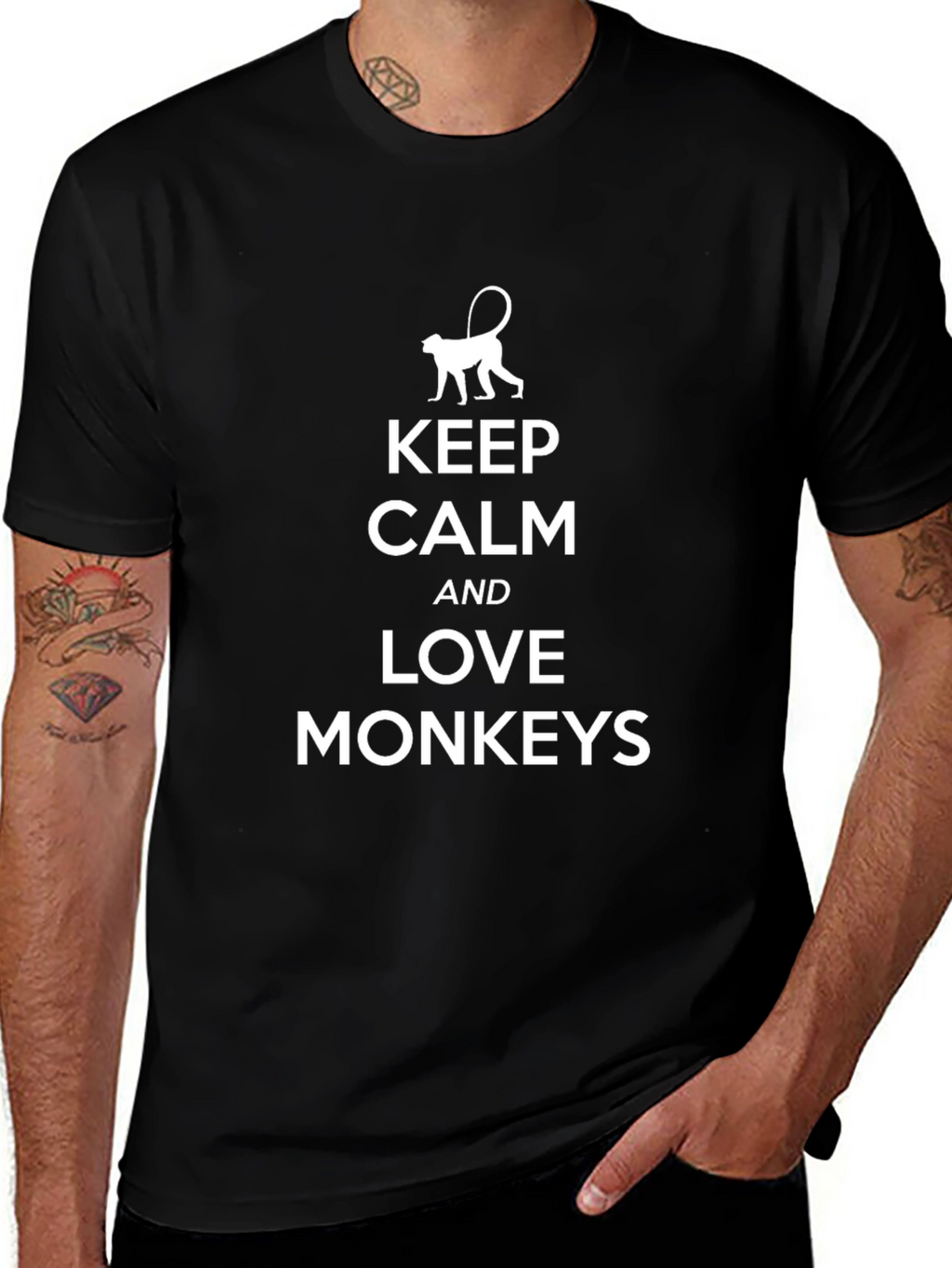 Keep Calm and Love Monkeys T-Shirt - Black