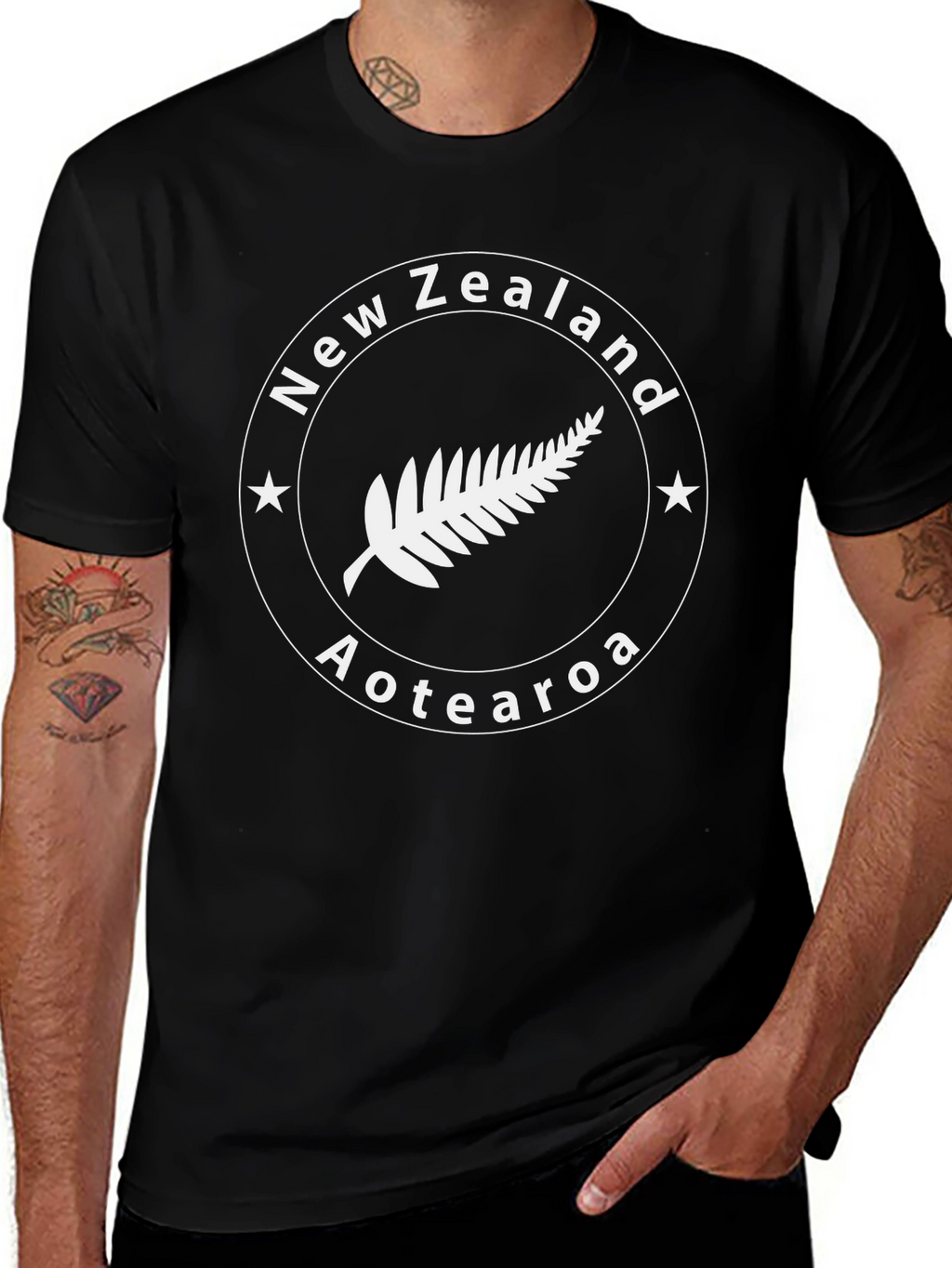 New Zealand Aotearoa Fern Black T-Shirt