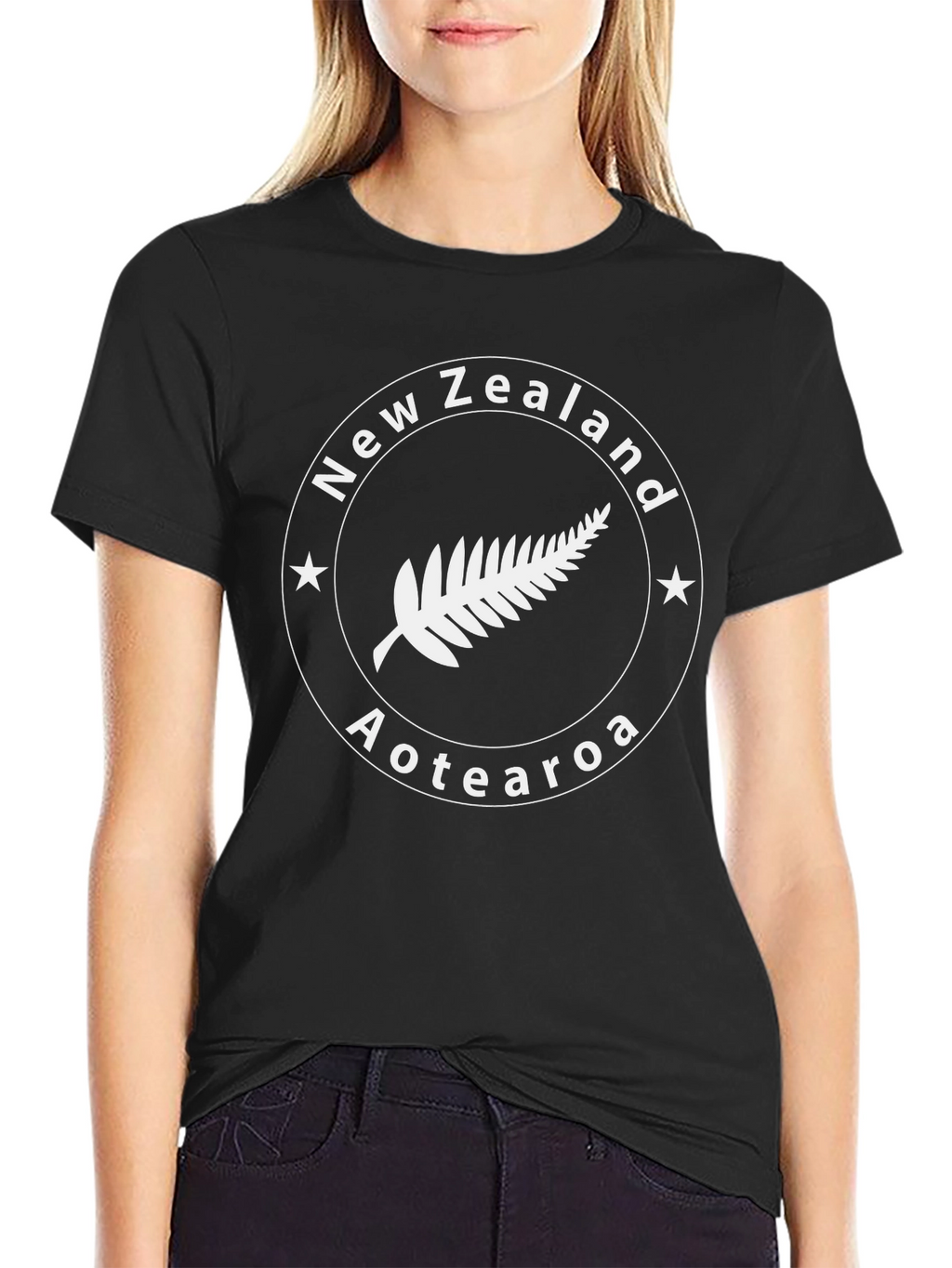 New Zealand Aotearoa Fern Black T-Shirt