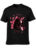 Graphic Print Black T-Shirt with Horse Design