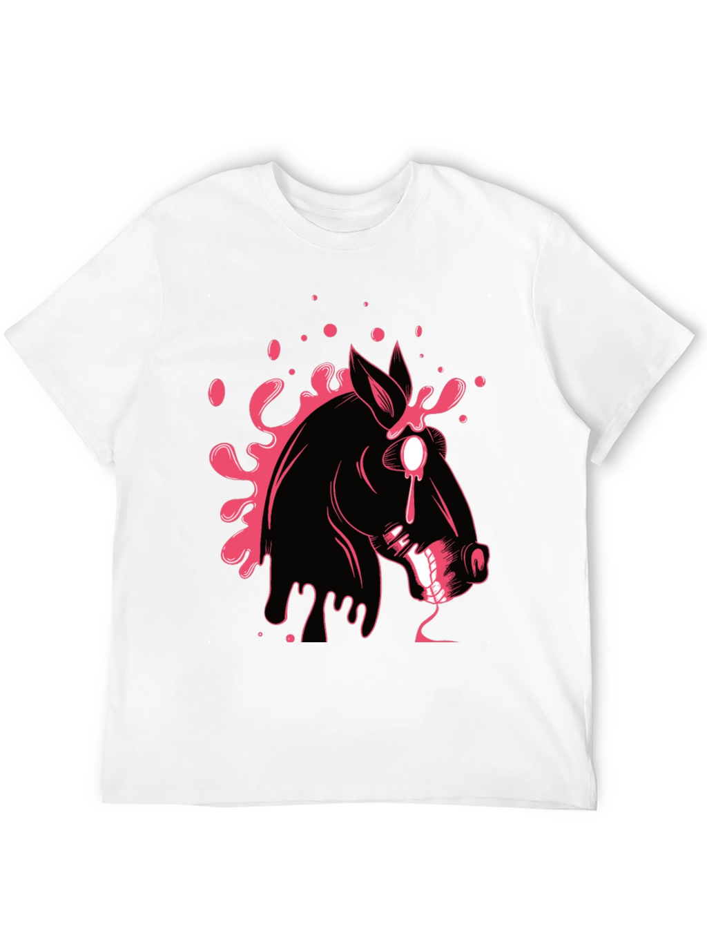 Graphic Print Black T-Shirt with Horse Design