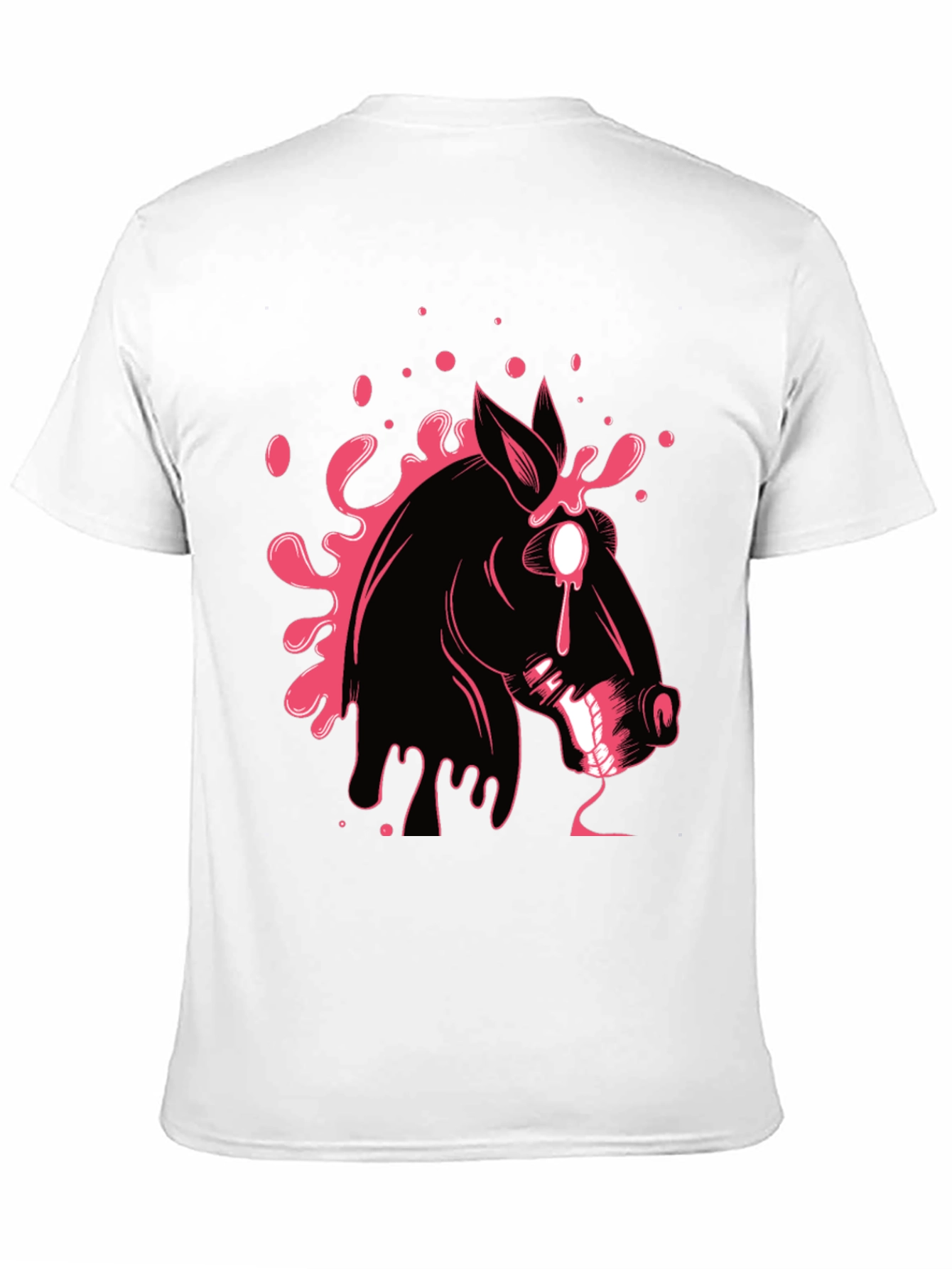 Graphic Print Black T-Shirt with Horse Design
