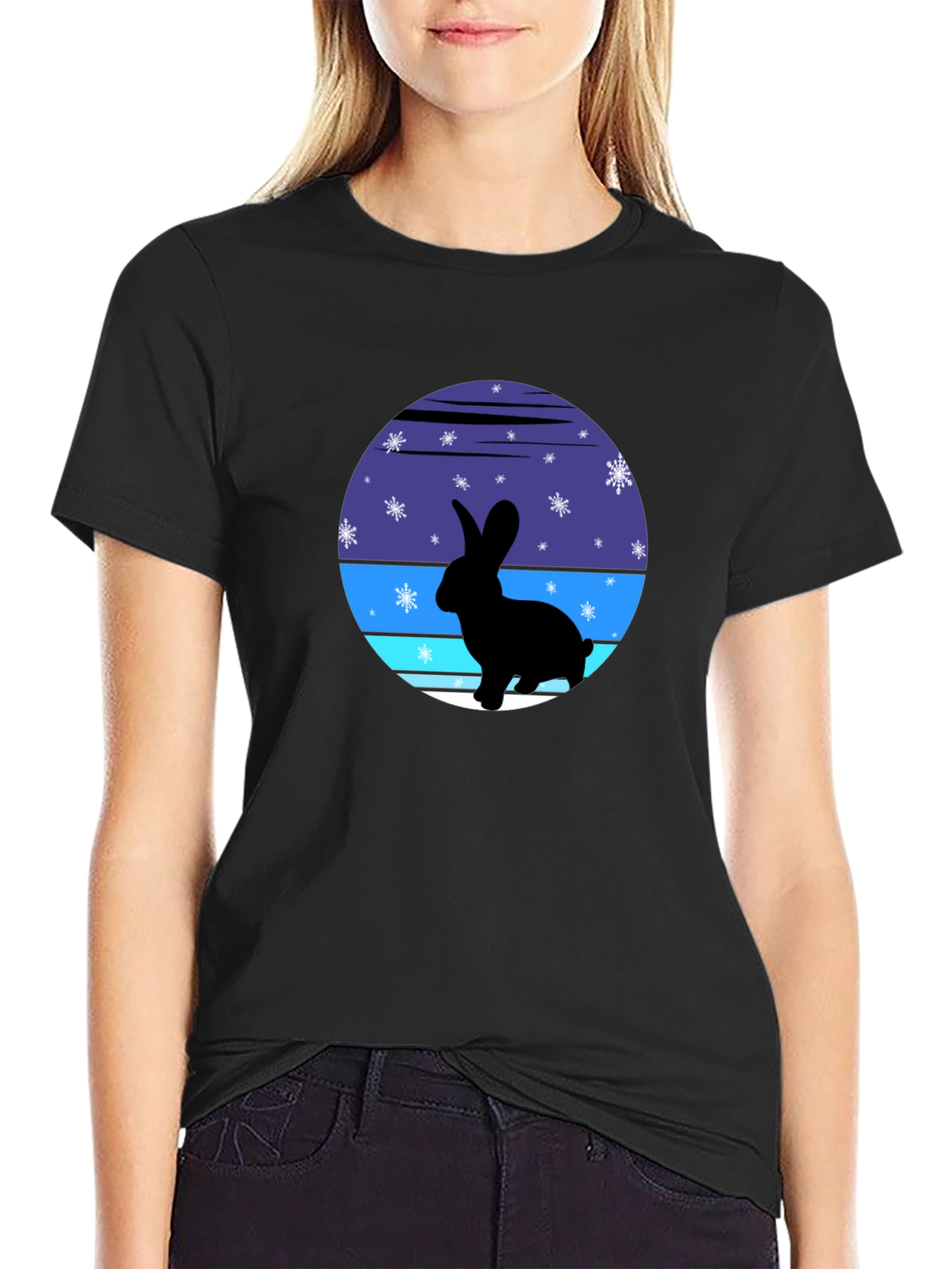 Winter Rabbit Graphic Tee - Soft Cotton Blend