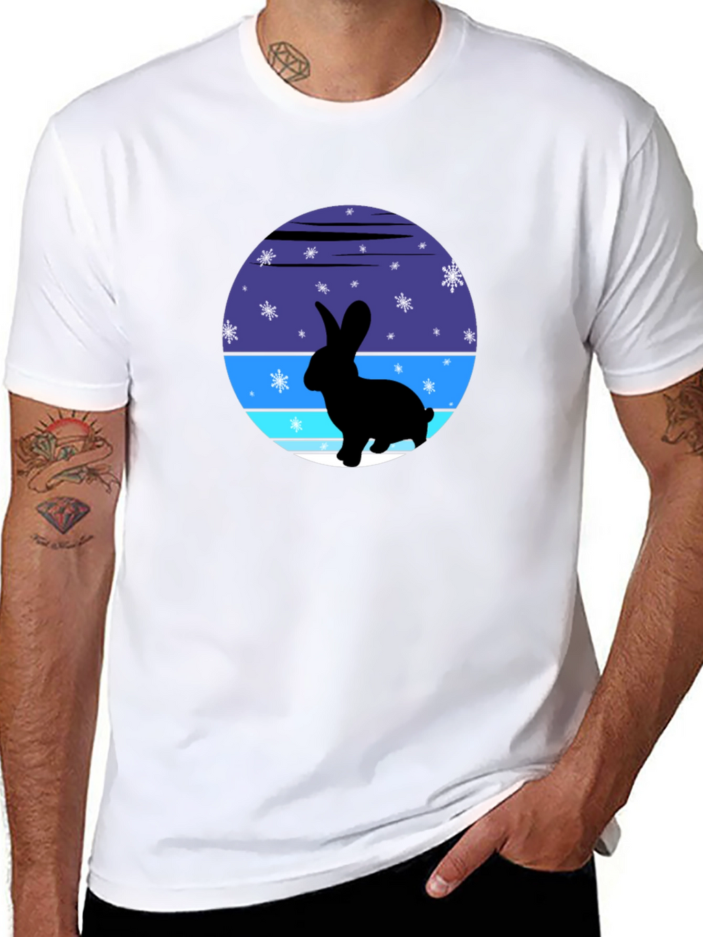 Winter Rabbit Graphic Tee - Soft Cotton Blend