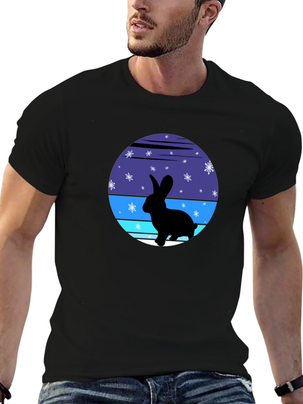 Winter Rabbit Graphic Tee - Soft Cotton Blend