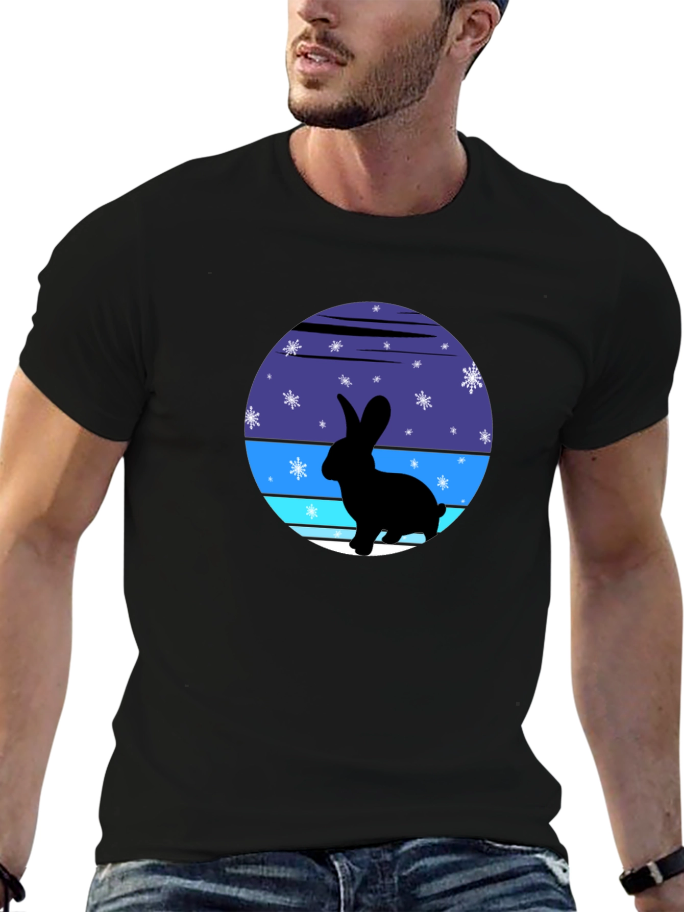 Winter Rabbit Graphic Tee - Soft Cotton Blend