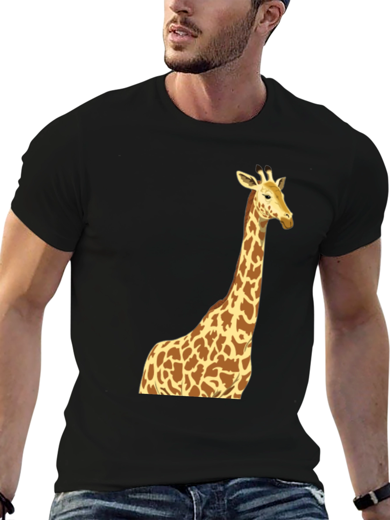 Giraffe Graphic Tee - Mens Black T-Shirt