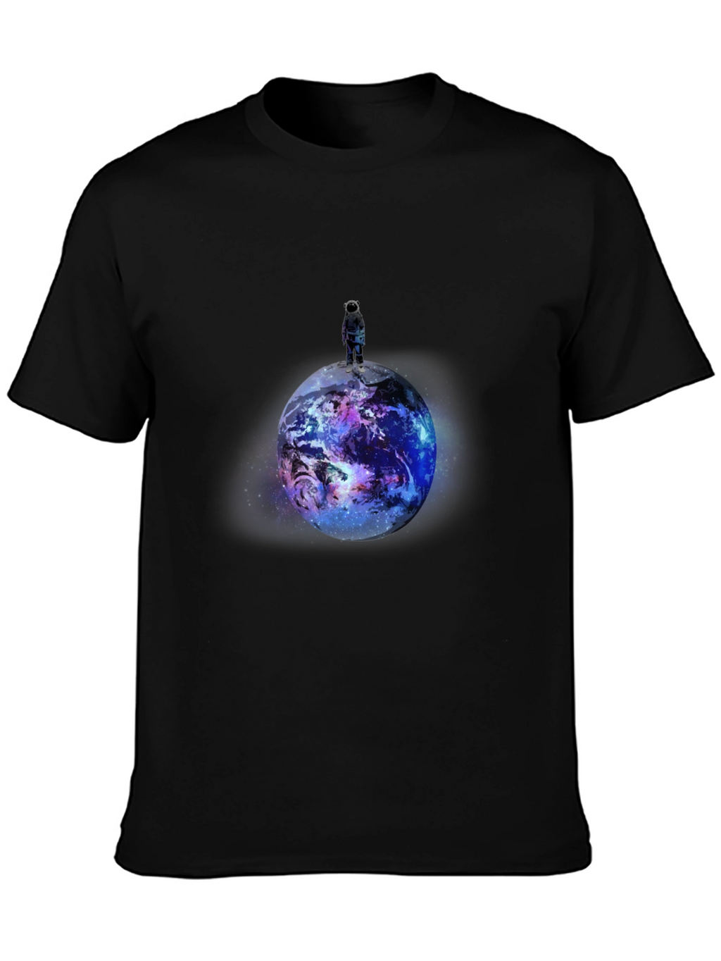 Astronaut Planet Graphic Print Black T-Shirt