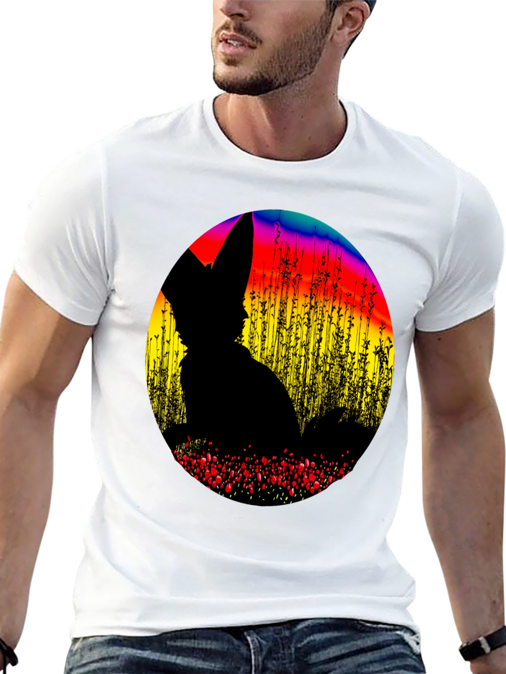 Abstract Fox Silhouette Graphic T-Shirt