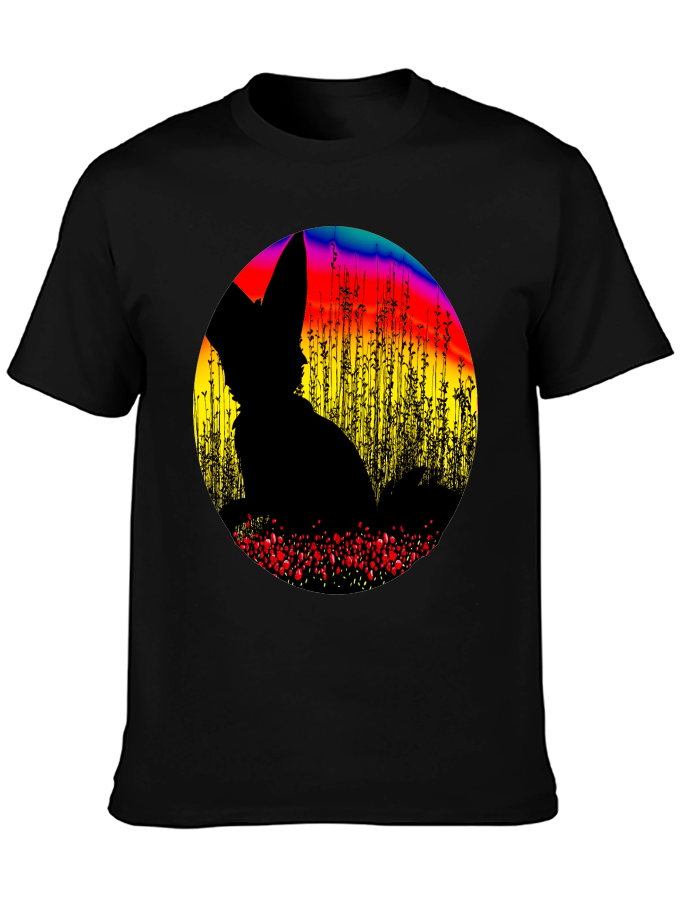 Abstract Fox Silhouette Graphic T-Shirt