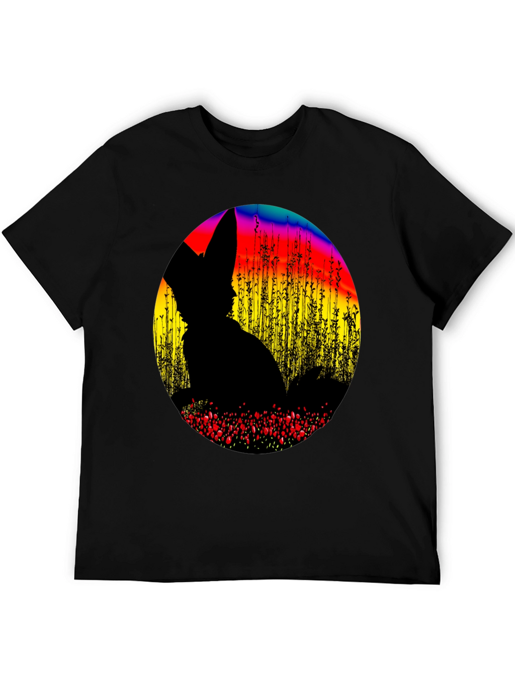 Abstract Fox Silhouette Graphic T-Shirt