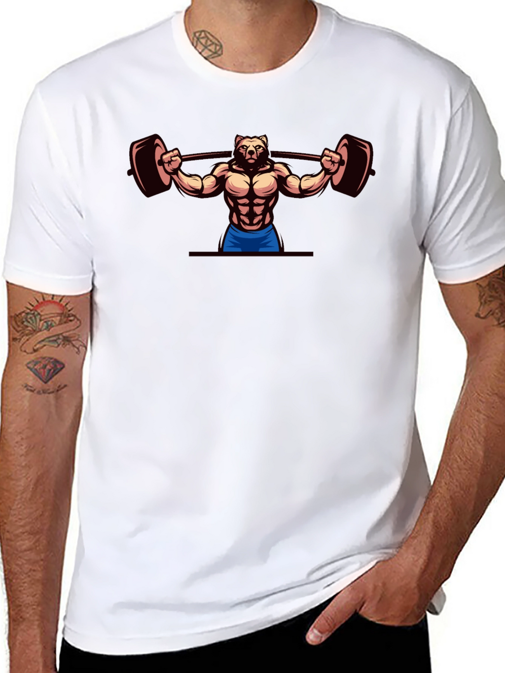 Bear Lifting Barbell T-Shirt - Gym Workout Apparel