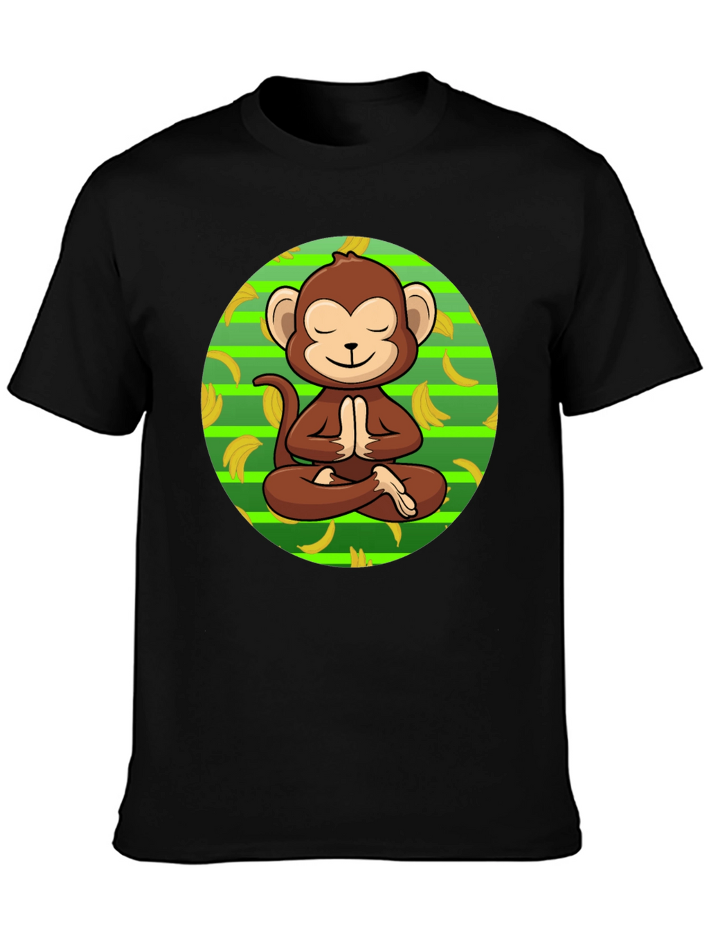 Meditating Monkey Banana T-Shirt - Relaxed Zen Style