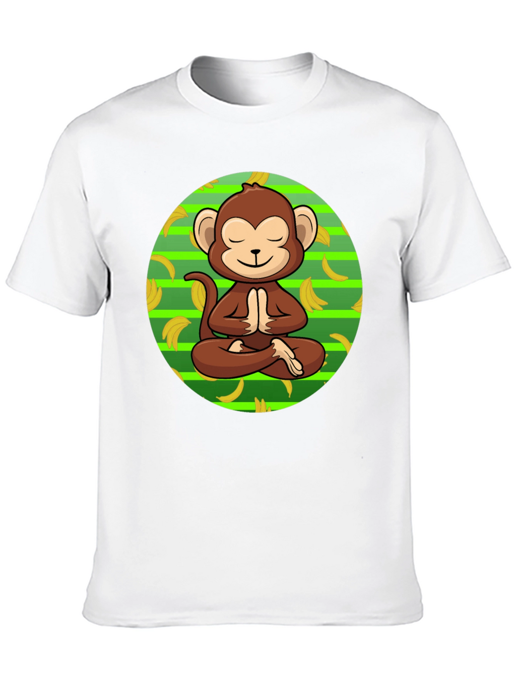 Meditating Monkey Banana T-Shirt - Relaxed Zen Style